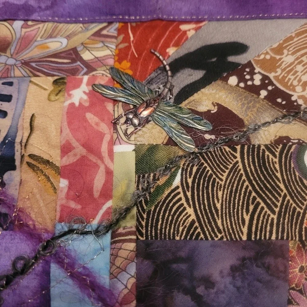 Vintage Signed Phyllis A Schrotke Handmade Crazy Quilt Patchwork Wall Art Decor